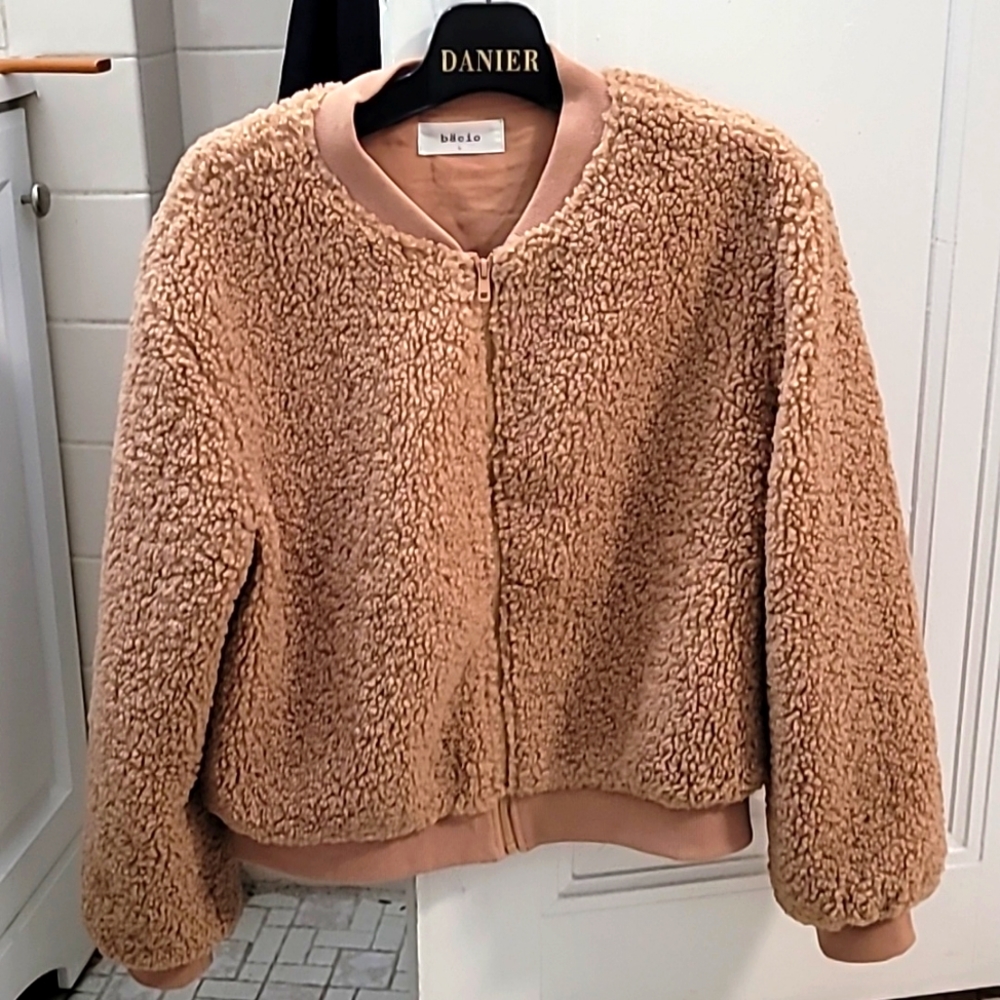 Caramel Furry Bomber Jacket